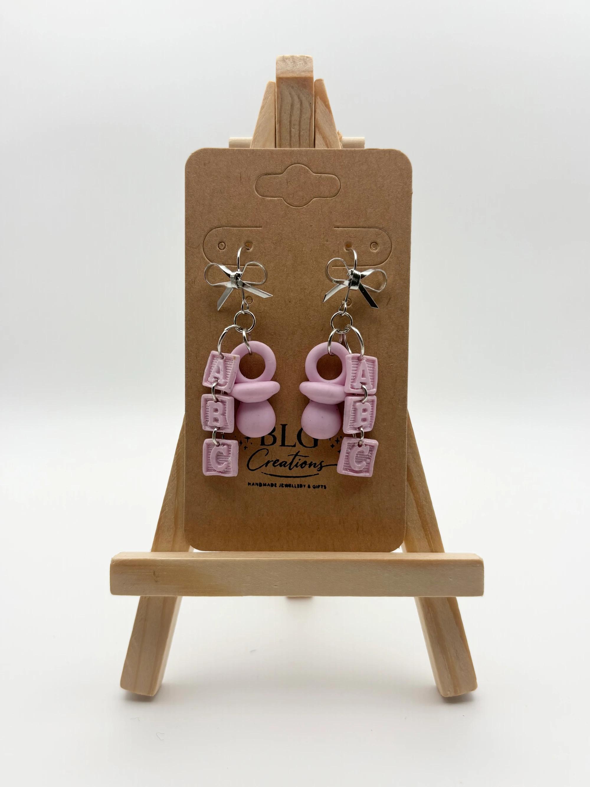 Pink Dummy & ABC Block Earrings