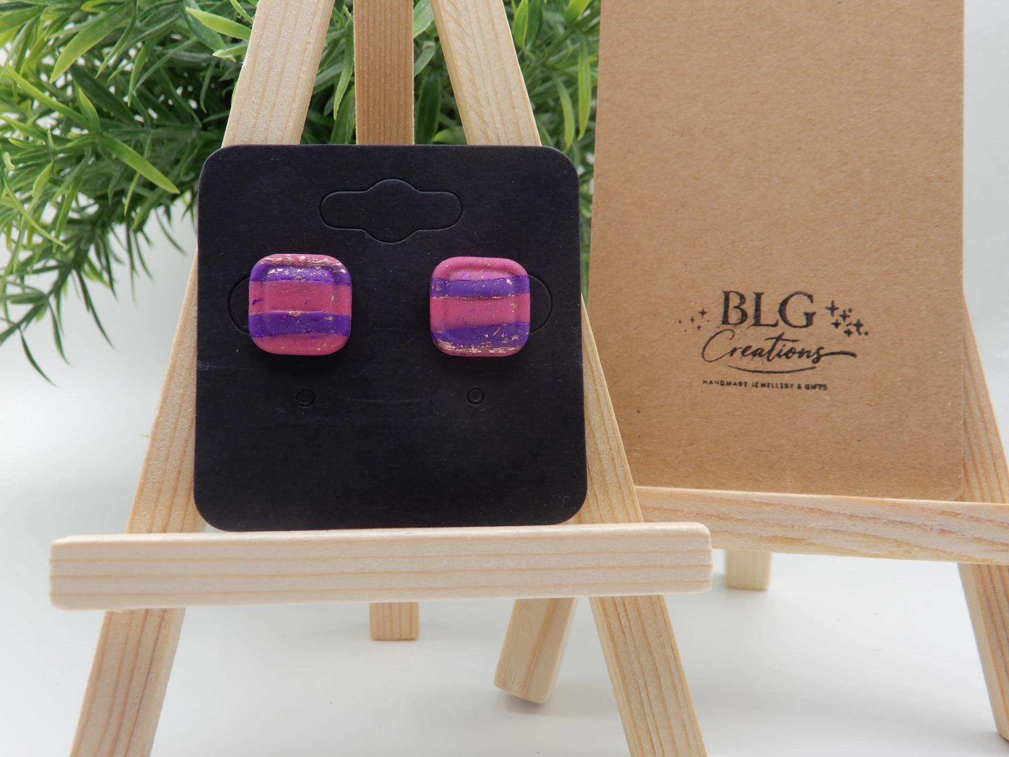Pink & Purple Striped Stud Earrings — photo 1 of 3